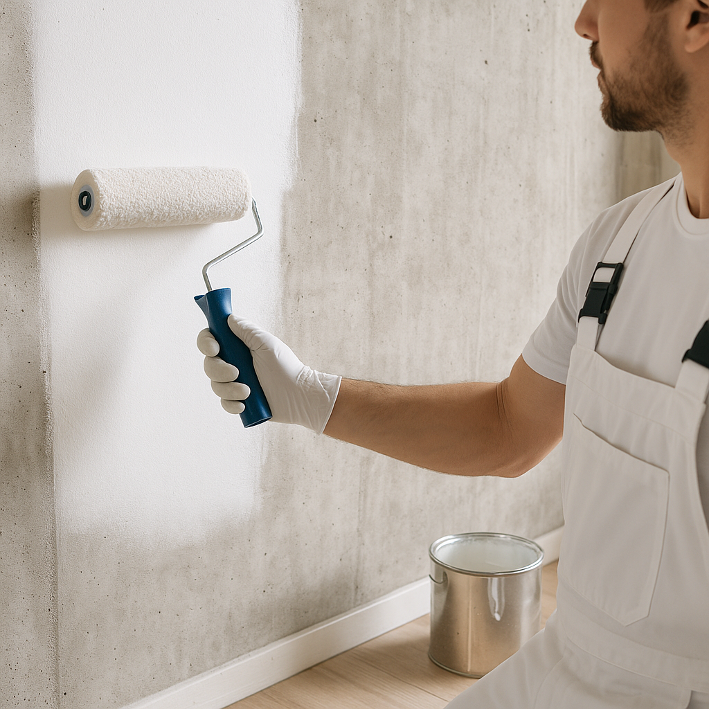 Peindre un mur en béton brut