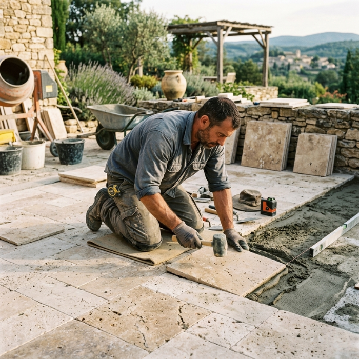 Terrasse en travertin